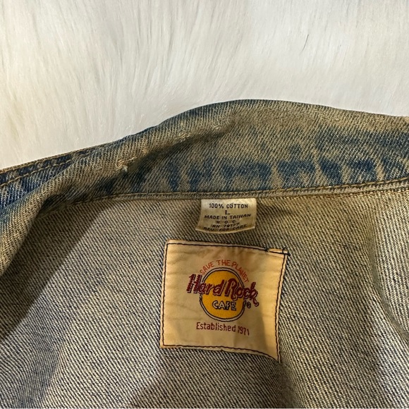 Vintage Jean Jacket - Vintage 90's HARD ROCK CAFE PARIS - SAVE THE PLANET - Picture 8 of 12